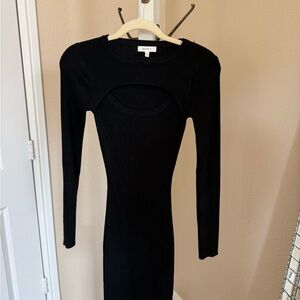 Better Be Black Long Sleeve Cut-Out Dress Bodycon Sweater Mini